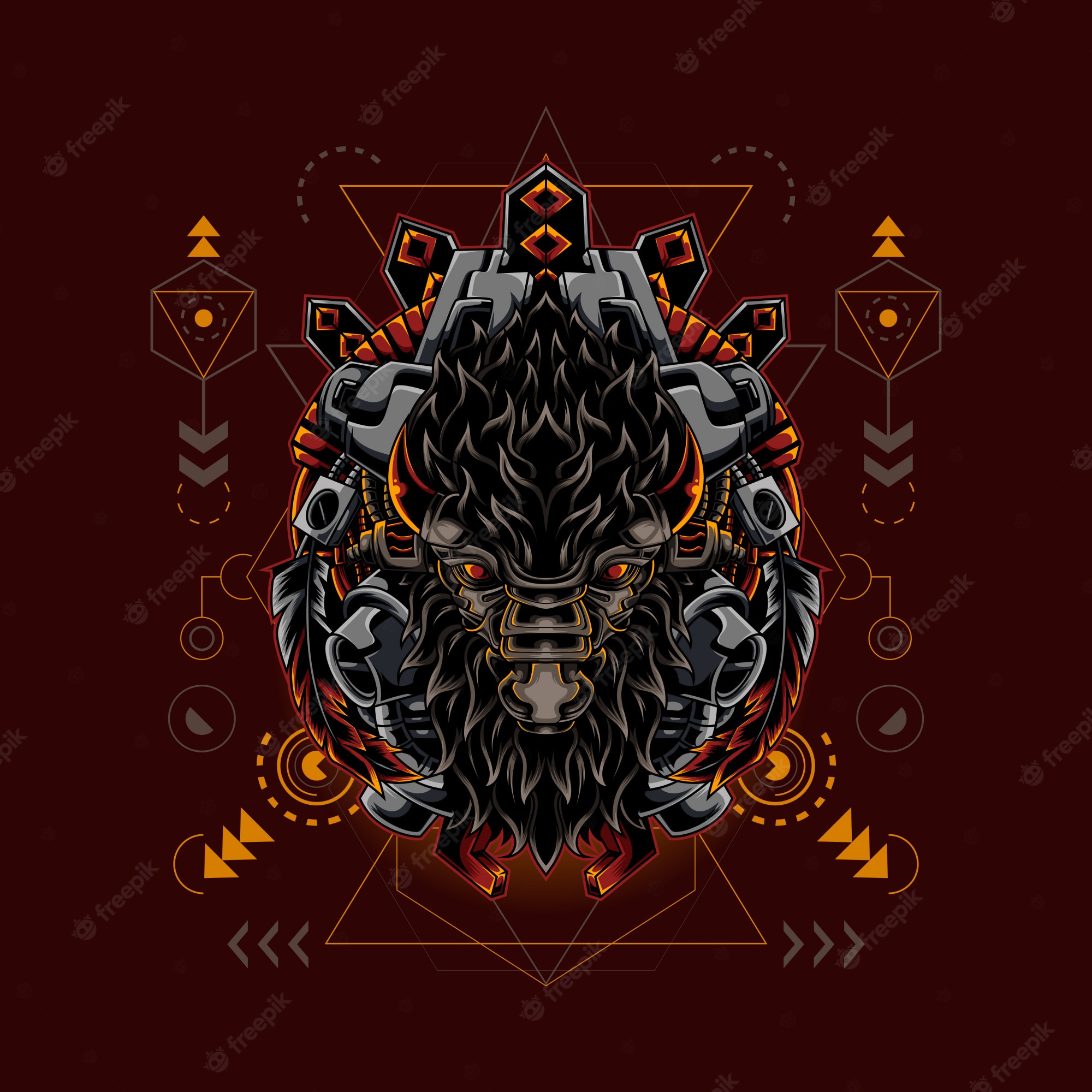 bison cyborg style sacred geometry 156061 19